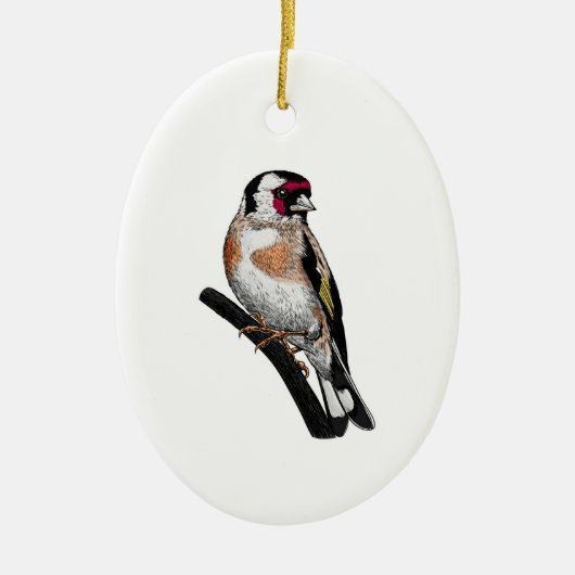 Goldfinch zeichnend Keramik Ornament (Vorne)