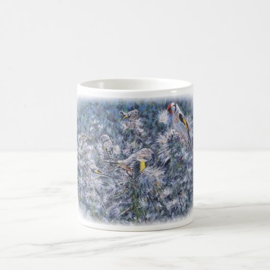 Goldfinches auf Disteln Kaffeetasse (Mittel)