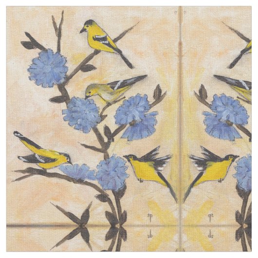 Goldfinches und Zichorie Stoff (Nahaufnahme)
