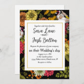 Goldfinken im Garten auf schwarz Einladung (Vorne/Hinten)