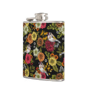 Goldfinken im Garten auf schwarz Flachmann (Links)