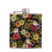 Goldfinken im Garten auf schwarz Flachmann (Vorderseite)