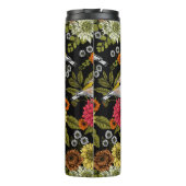 Goldfinken im Garten auf schwarz Thermosbecher (Rückseite)