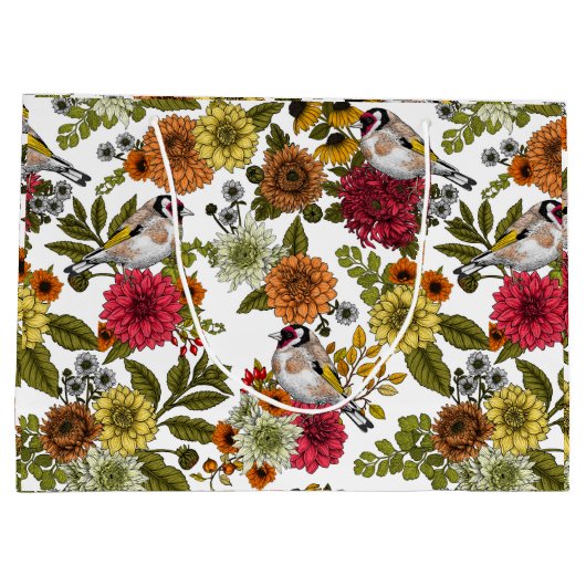 Goldfinken im Garten Große Geschenktüte (Rückseite)