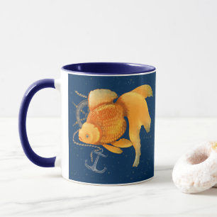 Goldfisch-Anker-Schiffsrad-Nautik-Mug Tasse