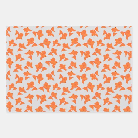 Goldfisch auf grauem Wrapping-Set Geschenkpapier Set (Vorderseite 3)
