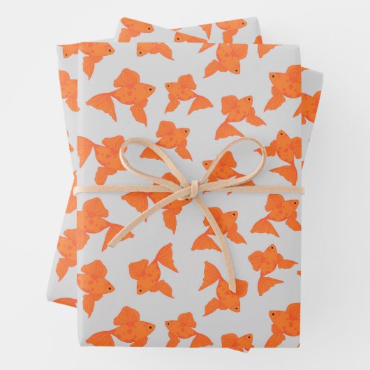 Goldfisch auf grauem Wrapping-Set Geschenkpapier Set (Beispiel)