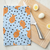 Goldfisch-Design Orange und Blau Geschirrtuch (Viertel Falte)