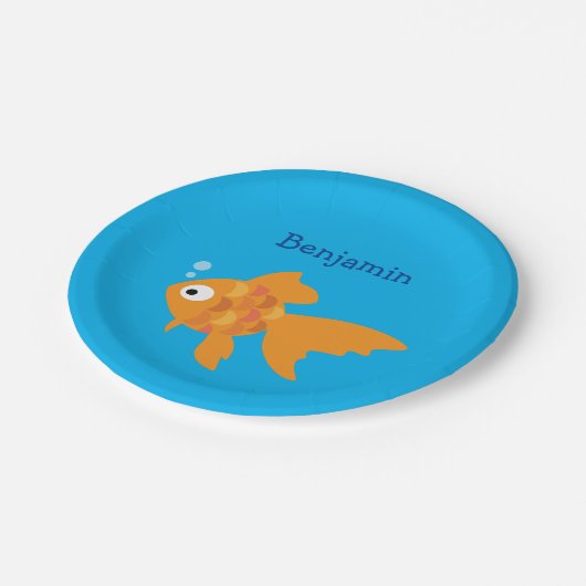 Goldfisch-Illustration Pappteller (Schrägansicht)