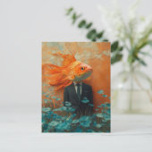 Goldfisch im Anzug Postkarte (Stehend Vorderseite)