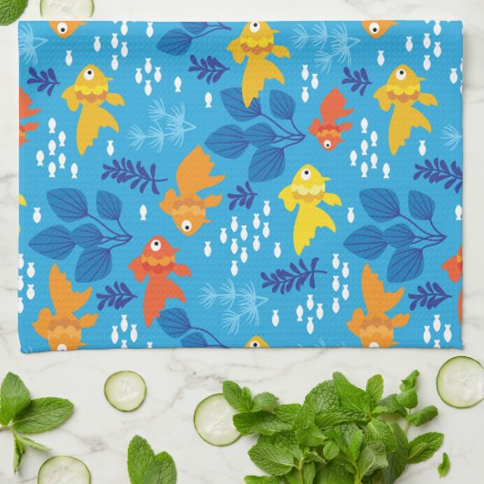 Goldfisch im Aquarium Geschirrtuch (Gefaltet)