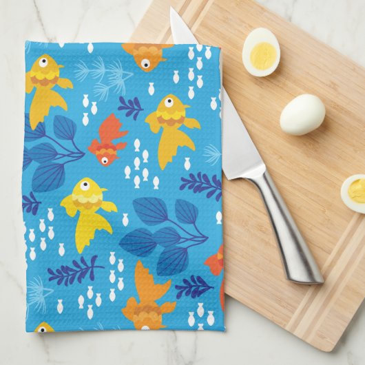 Goldfisch im Aquarium Geschirrtuch (Viertel Falte)