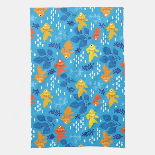 Goldfisch im Aquarium Geschirrtuch (Vertikal)