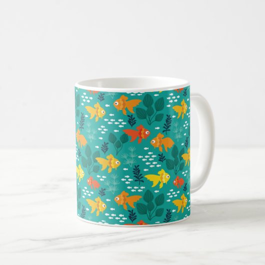Goldfisch im Aquarium Kaffeetasse (VorderseiteRechts)