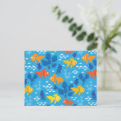 Goldfisch im Aquarium Postkarte (Stehend Vorderseite)