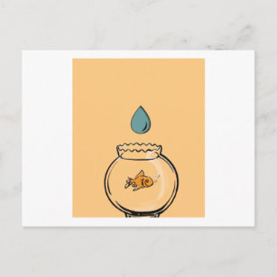 Goldfisch im Glas mit Wasser Postkarte