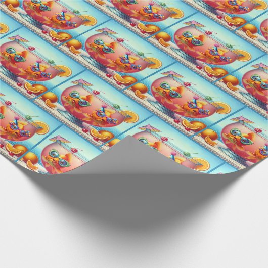 Goldfisch im Party Geschenkpapier (Ecke)