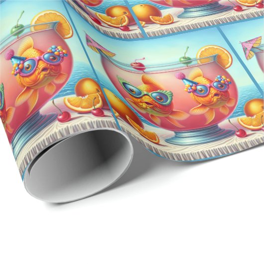 Goldfisch im Party Geschenkpapier (Rolleneckpunkt)