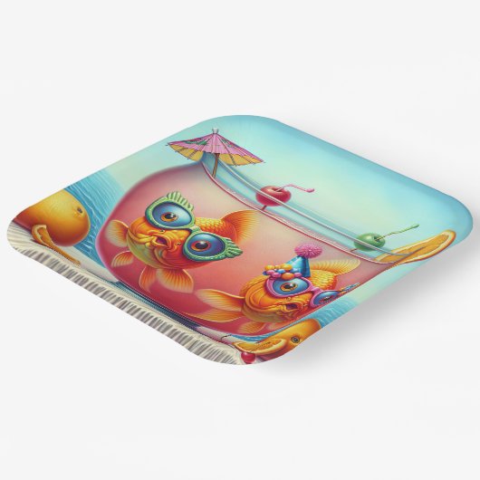 Goldfisch im Party Pappteller (Gewinkelt)