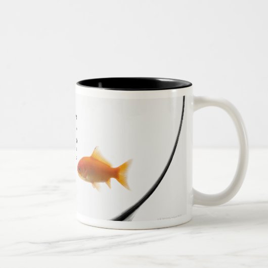 Goldfisch in der Schüssel Zweifarbige Tasse (Rechts)