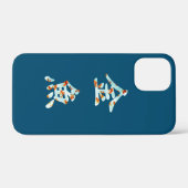 Goldfisch in "Kingyo"-chinesischen Zeichen (blau) Case-Mate iPhone Hülle (Rückseite (Horizontal))