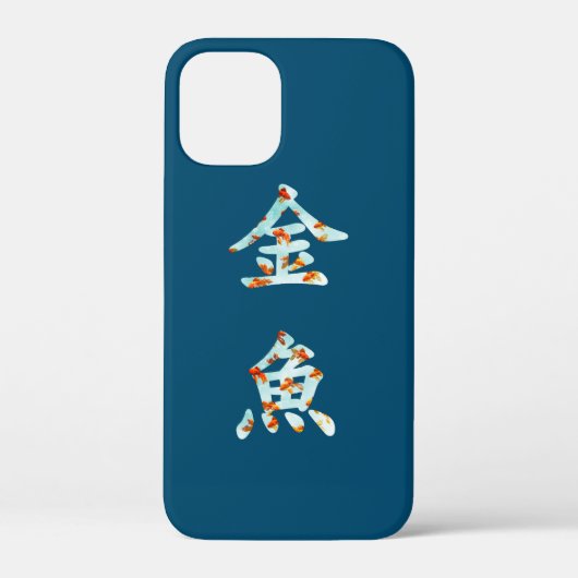 Goldfisch in "Kingyo"-chinesischen Zeichen (blau) Case-Mate iPhone Hülle (Rückseite)