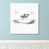 Goldfisch in Schüssel und Wasserstift zeichnend Ku Leinwanddruck (Insitu (Holzboden))