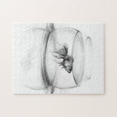 Goldfisch in Schüssel und Wasserstift zeichnend Ku Puzzle (Horizontal)