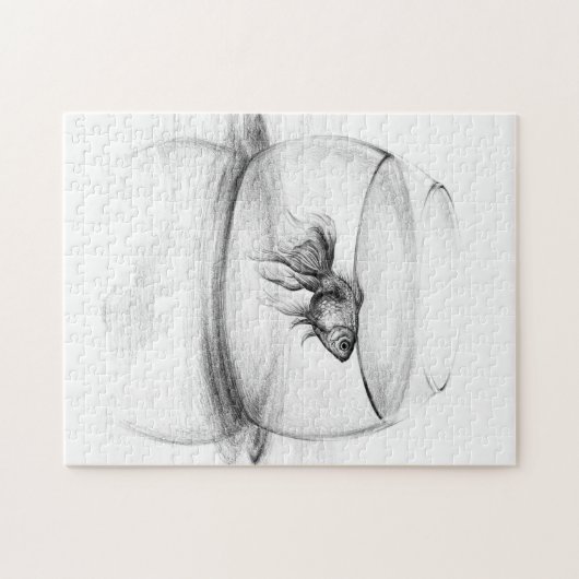 Goldfisch in Schüssel und Wasserstift zeichnend Ku Puzzle (Horizontal)