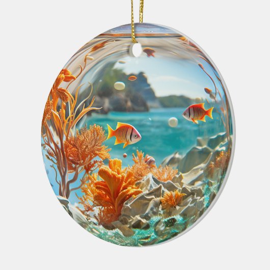 Goldfisch-Korallenriff Keramik Ornament (Links)