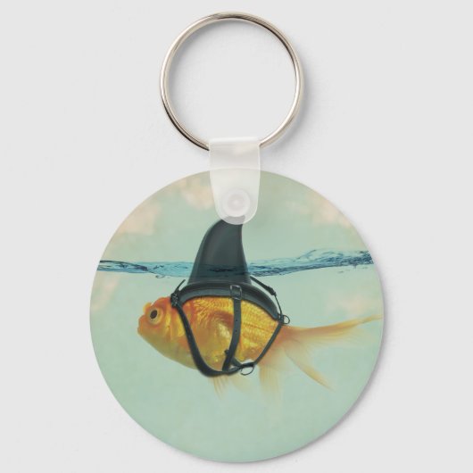 Goldfisch mit einer Haifischflosse Schlüsselanhänger (Vorderseite)