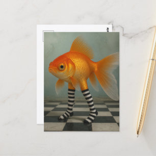 Goldfisch mit schwarzen und weißen Socken Postkarte