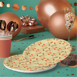 Goldfisch Orange Geometrisches Muster Pappteller