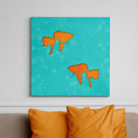 Goldfisch Orange Silhouetten in türkisfarbenem Was