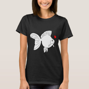 Goldfisch Ryukin - Weiße Silhouette mit kleinem He T-Shirt