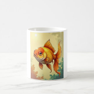 Goldfisch schüttelt kaffeetasse