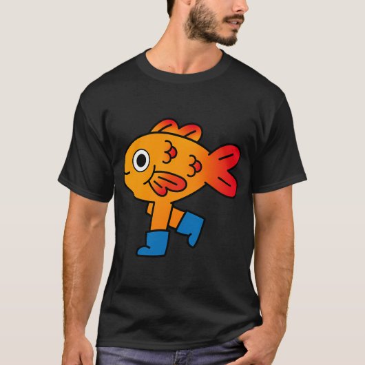 Goldfisch-Stiefel-Kunst T-Shirt (Vorderseite)