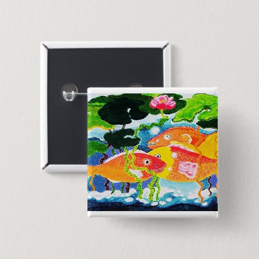 Goldfisch und Wasserlilie Button (Vorne & Hinten)