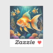 Goldfisch unter Wasser Aufkleber (Blatt)