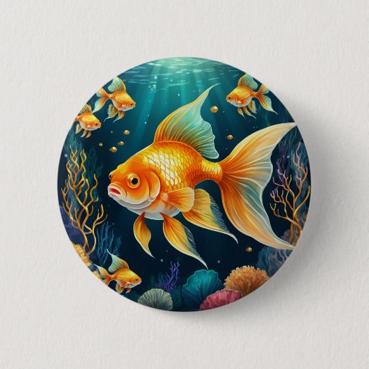 Goldfisch unter Wasser Button (Vorderseite)