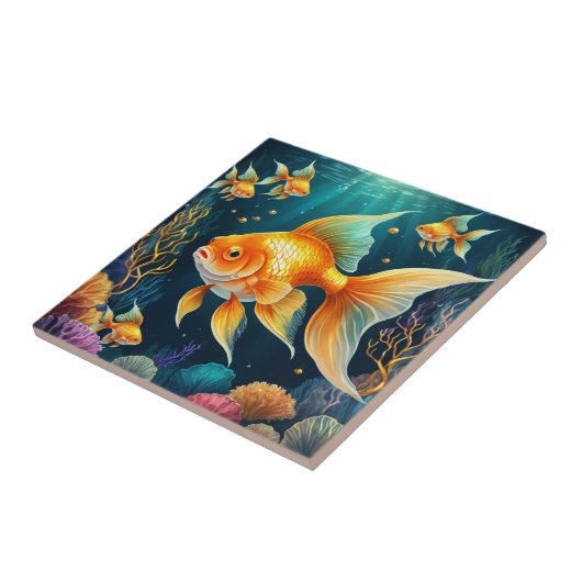 Goldfisch unter Wasser Fliese (Seite)