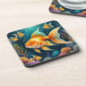 Goldfisch unter Wasser Getränkeuntersetzer (Linke Seite)