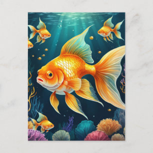 Goldfisch unter Wasser Postkarte