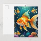 Goldfisch unter Wasser Postkarte (Vorne/Hinten)