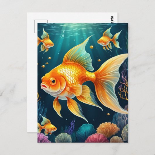 Goldfisch unter Wasser Postkarte (Vorne/Hinten)
