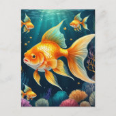 Goldfisch unter Wasser Postkarte (Vorderseite)