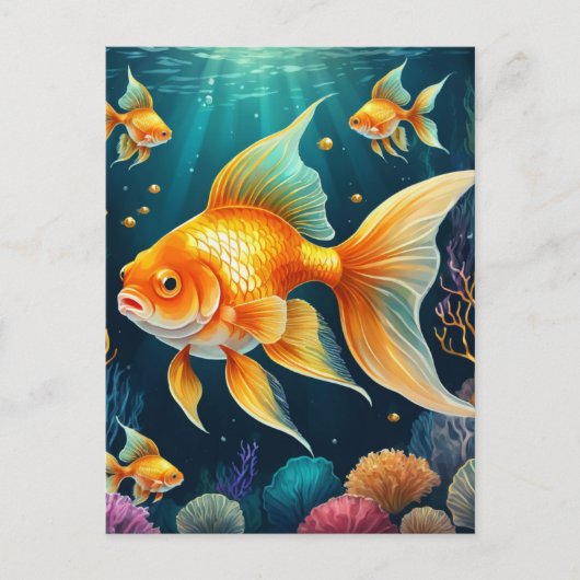 Goldfisch unter Wasser Postkarte (Vorderseite)