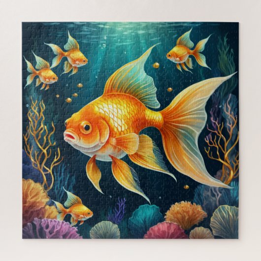 Goldfisch unter Wasser Puzzle (Vertikal)