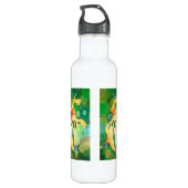 Goldfisch-Vermilion, die in grünen Blasen schwimme Edelstahlflasche (Rückseite)