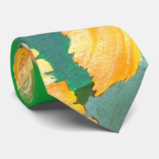 Goldfisch-Vermilion, die in grünen Blasen schwimme Krawatte (Gerollt)